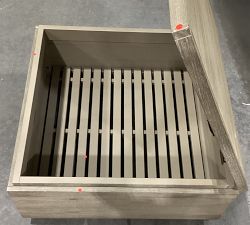 Open Box: Indio Eucalyptus Modern Platform Outdoor Coffee Table with Storage (33&quot;) - Weathered Gray