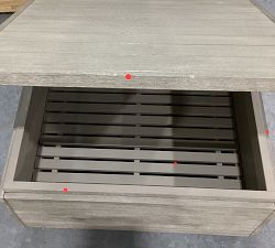 Open Box: Indio Eucalyptus Modern Platform Outdoor Coffee Table with Storage (33&quot;) - Weathered Gray