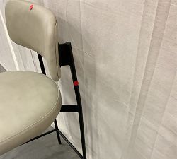 Open Box: Maison Leather Counter Stool (24&quot;) - Statesville Pebble, Antique Bronze Legs