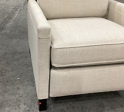 Open Box: Tyler Square Arm Tall Recliner without Nailheads, 42&quot; - Performance Chateau Basketweave Oatmeal - Espresso Legs