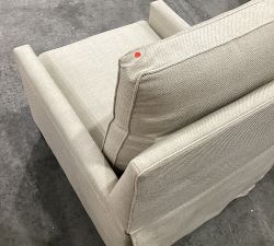 Open Box: Tyler Square Arm Tall Recliner without Nailheads, 42&quot; - Performance Chateau Basketweave Oatmeal - Espresso Legs