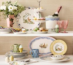 Botanical Bunny Stoneware Egg Appetizer Plates - Set of 4