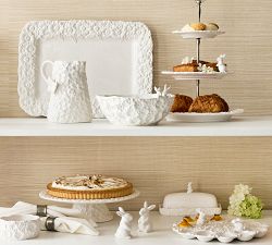 Floral Bunny Stoneware Cake Stand