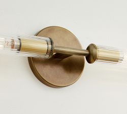 Cooper Ribbed Glass Double Tube Sconce (20&quot;)