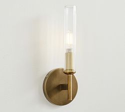 Cooper Ribbed Glass Tube Sconce (13&quot;)