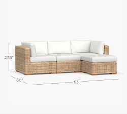 Huntington Wicker Square-Arm 4-Piece Outdoor Sectional (93&quot;)