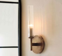 Cooper Ribbed Glass Tube Sconce (13&quot;)