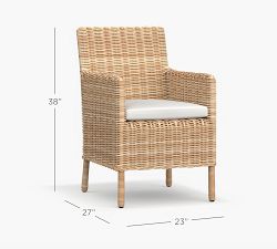 Huntington Wicker Roll Arm Outdoor Dining Chair