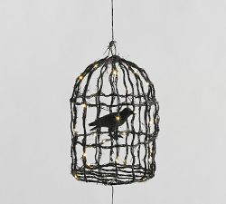 Lit Crow Bird Cage