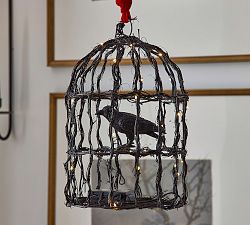 Lit Crow Bird Cage
