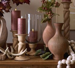 Kadence Turned Wood Hurricane Candle Holders