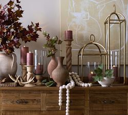 Kadence Turned Wood Hurricane Candle Holders