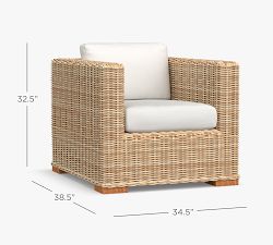 Huntington Wicker Square Arm Outdoor Lounge Chair