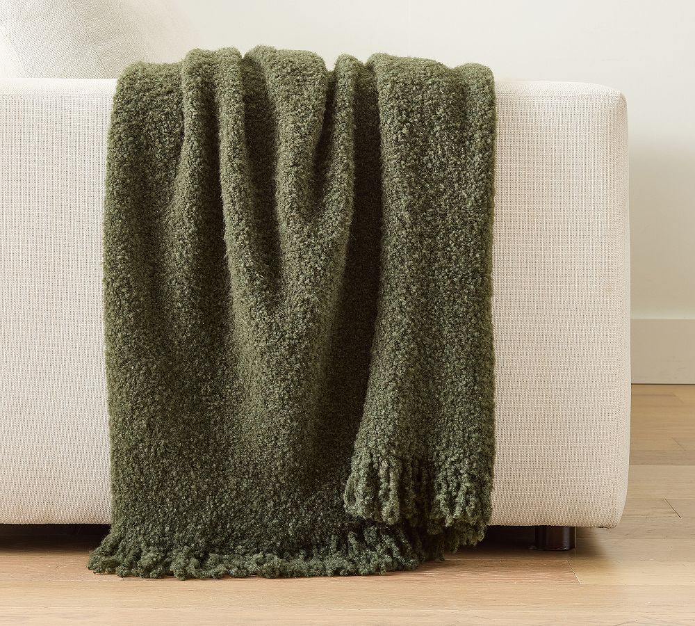 Boucle Knit Throw - Loden, 50" x 60"
