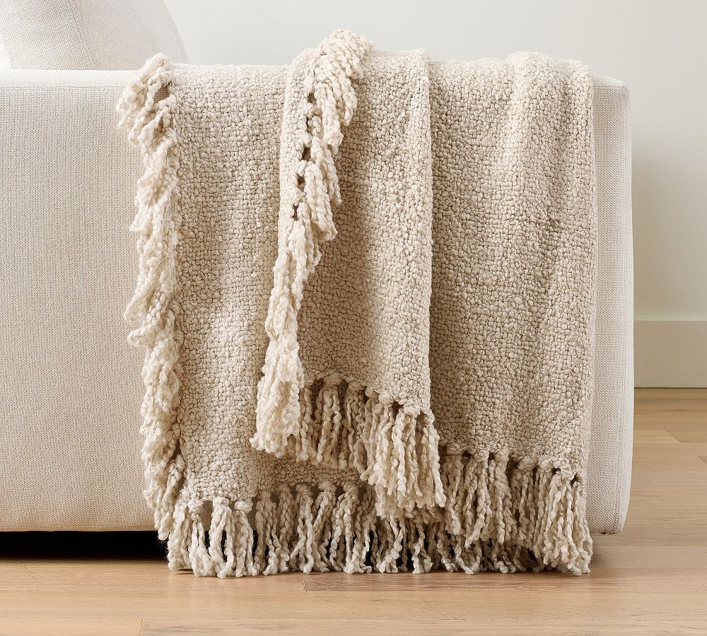 Dreamy Handwoven Fringe Throw / Stone