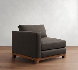 Build Your Own Jake Deep Seat Leather Brindle Wood Base Sectional