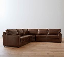 Pearce Square Arm Leather 3-Piece L-Shaped Wedge Sectional (120")