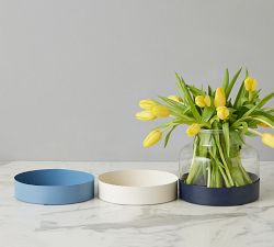Handcrafted Color Block Vase and Tray Trio