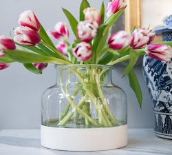 Handcrafted Color Block Vase and Tray Trio