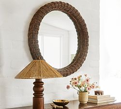 Hand-Braided Roseau Rattan Round Mirror