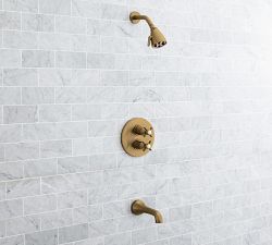 Victoria Cross Handle Thermostatic Bathtub &amp; Shower Set