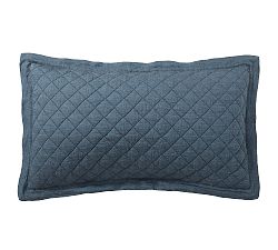 Open Box: Belgian Flax Linen Diamond Quilted Sham, King, Set of 2 - Denim