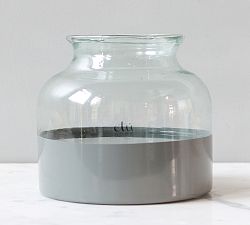 Open Box: Color Block Glass Mason Jar Vase - Gray
