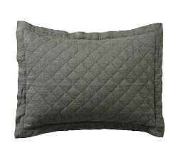 Open Box: Belgian Flax Linen Diamond Quilted Sham, Standard, Set of 2 - Dark Forest