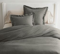 Open Box: Belgian Flax Linen Duvet, Full/Queen - Heathered Charcoal