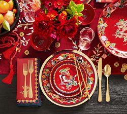 Lunar New Year Stoneware Salad Plates - Set of 4