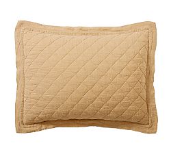 Open Box: Belgian Flax Linen Diamond Quilted Sham, Standard, Set of 2 - Harvest Gold