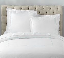 Open Box: Emilia Embroidered Organic Percale Duvet Cover, Twin/Twin XL - Sea Glass