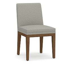 Open Box: Jake Upholstered Dining Side Chair - Performance Slub Weave Dove, Cocoa Brown Leg