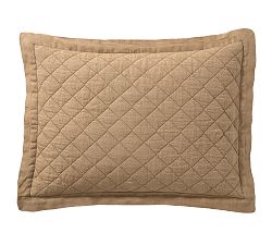 Open Box: Belgian Flax Linen Diamond Quilted Sham, Standard, Set of 2 - Bronze