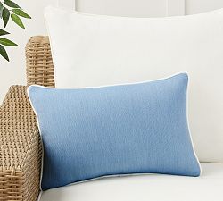 Open Box: Sunbrella® Contrast Piped Solid Outdoor Pillow, 14" x 20" - Horizon