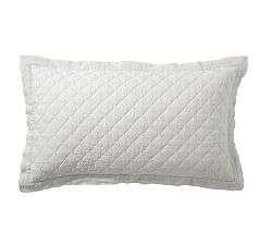 Open Box: Belgian Flax Linen Diamond Quilted Sham, King - Soft Gray