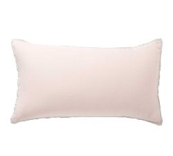 Open Box: Belgian Flax Linen Contrast Flange Sham, King, Set of 2 - Soft Rose/Flax