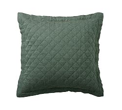 Open Box: Belgian Flax Linen Diamond Quilted Sham, Euro, Set of 2 - Pine