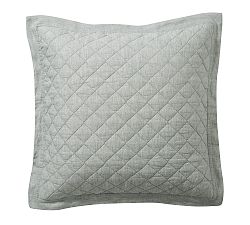 Open Box: Belgian Flax Linen Diamond Quilted Sham, King, Set of 2 - Mineral Blue