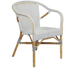 Open Box: Madeleine Rattan Bistro Armchair - White with Cappuccino Dots, Natural