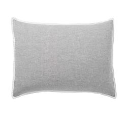 Open Box: Belgian Flax Linen Contrast Flange Sham, Standard, Set of 2 - Flagstone/White