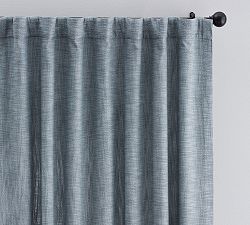 Open Box: Seaton Textured Cotton Blackout Curtain, 100"W x 108"L - Blue Chambray