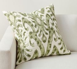 Open Box: Delancey Embroidered Pillow Cover, 24" - Green