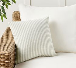 Open Box: Performance Petite Striped Outdoor Pillow, 18" Square - Oatmeal