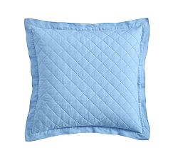Open Box: Belgian Flax Linen Diamond Quilted Sham, Euro, Set of 3 - Cornflower