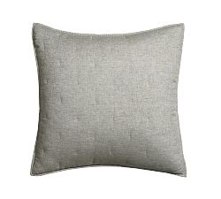 Open Box: Belgian Flax Linen Tufted Quilted Shams, Euro, Set of 3 - Flagstone