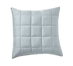Open Box: TENCEL™ Box Stitch Quilted Sham, Euro, Set of 3 - Riviera Blue