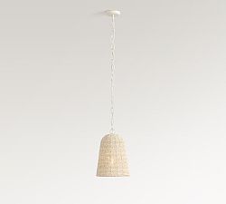 Open Box: Montauk Wood Bead Bell Pendant (11") - White Wash