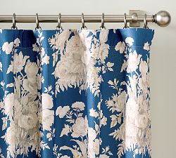 Open Box: Bethany Floral Blackout Curtain, 50" W x 96" L - Blue Multi