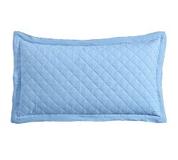 Open Box: Belgian Flax Linen Diamond Quilted Sham, King, Set of 2 - Cornflower
